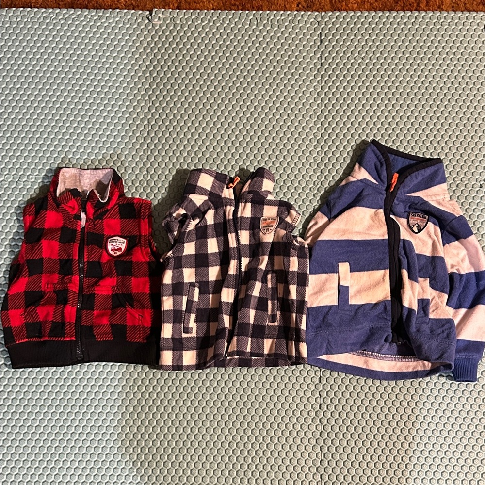 Carter's Checkered Zip-Up Hoodies - Red, Black, Blue